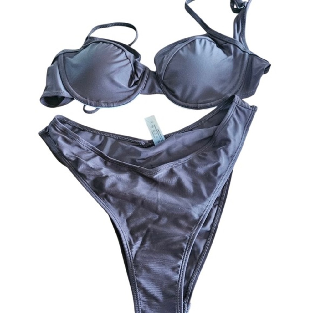 SHEIN Brown Bikini Set Women's Large | Stylish Swimwear Crop‎ Top & Bottom NEW